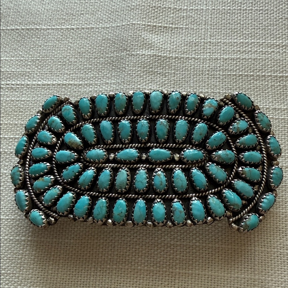 Larry Moses Begay “LMB Navajo” Vintage Turquoise and Sterling Hair Barrette